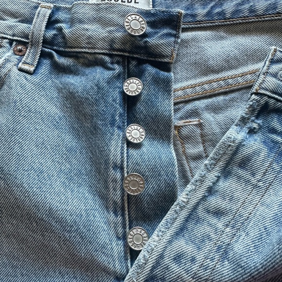 Agolde Women's Light Blue Distressed Parker Shorts size 28 - Picture 3 of 9